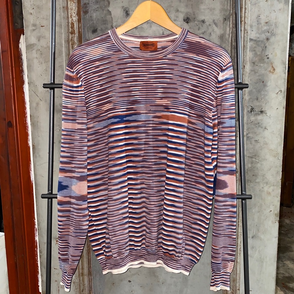 Missoni Crewneck Argyle Multicolor Zig Zag Stripe Sweater